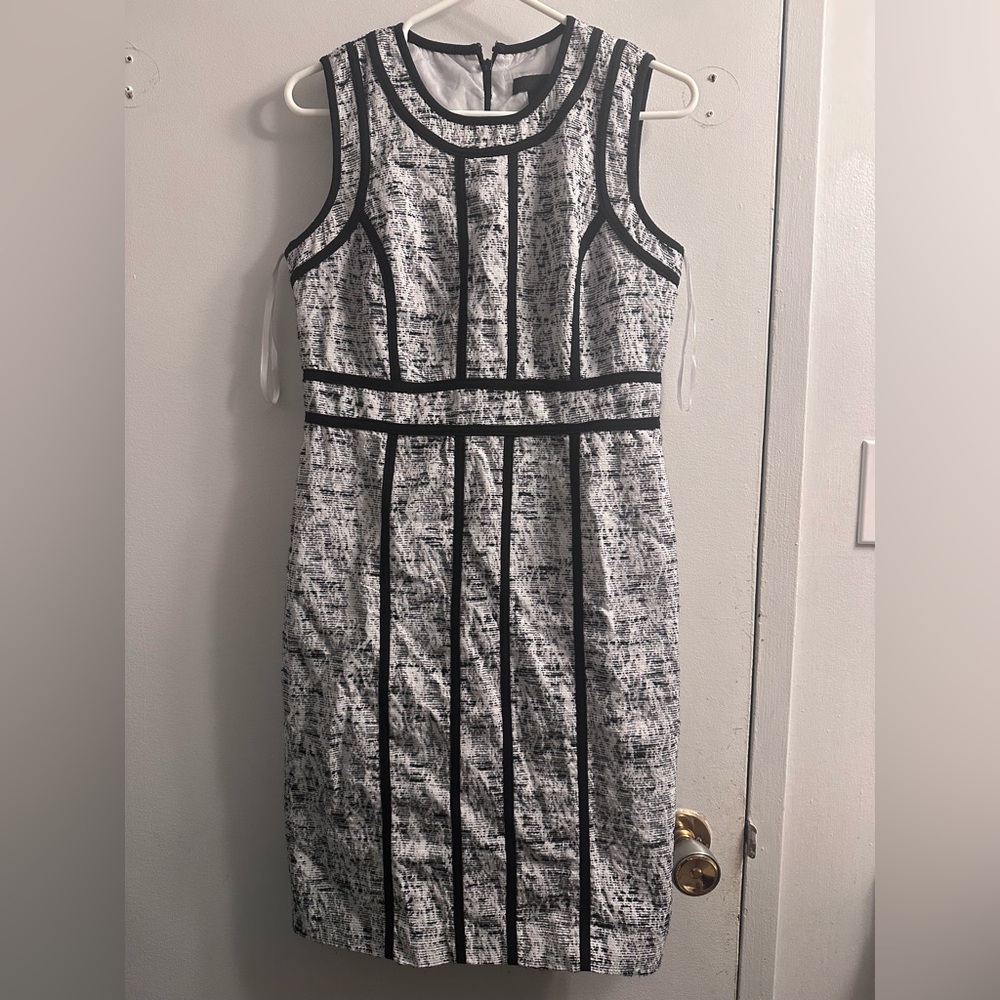 Sears Black and White Textured Midi Dress